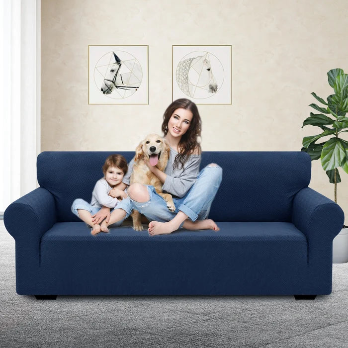 YSTYLE Stretch 2 Seater Sofa Cover with Armrests Geometric Jacquard Pattern-YSTYLE