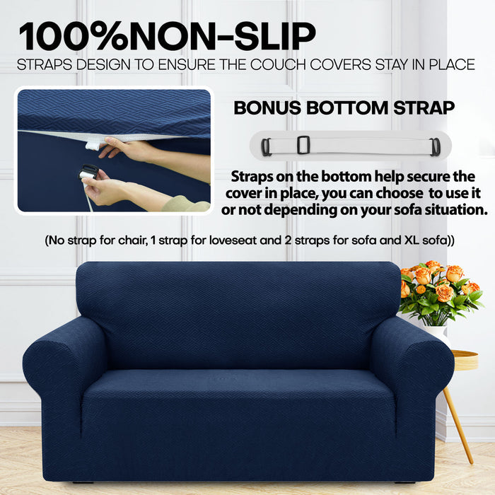YSTYLE Stretch 2 Seater Sofa Cover with Armrests Geometric Jacquard Pattern
