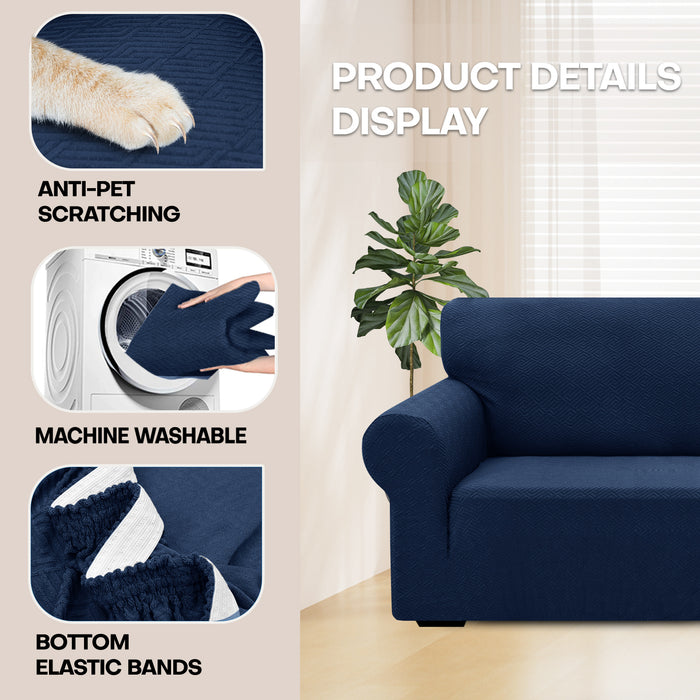 YSTYLE Stretch 2 Seater Sofa Cover with Armrests Geometric Jacquard Pattern