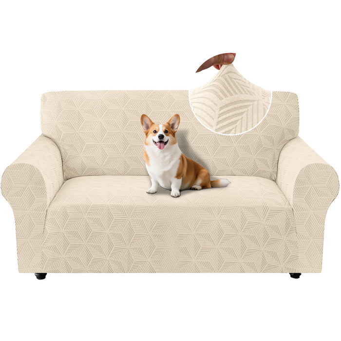 Ystyle Stretch 2 Seater Sofa Cover with Armrests Geometric Pattern Anti Slip-YSTYLE