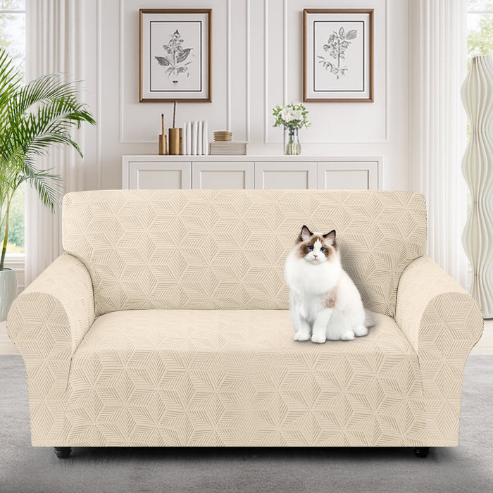 Ystyle Stretch 2 Seater Sofa Cover with Armrests Geometric Pattern Anti Slip-YSTYLE