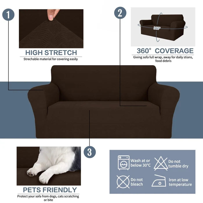 YSTYLE Stretch 3 Seater Sofa Cover with Armrests Anti-Slip Washable-YSTYLE