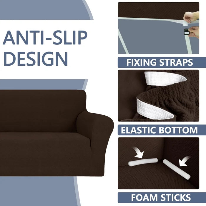 YSTYLE Stretch 3 Seater Sofa Cover with Armrests Anti-Slip Washable-YSTYLE