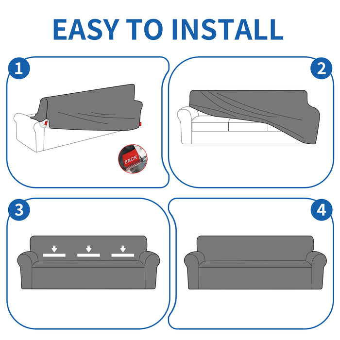YSTYLE Stretch 4 Seater Sofa Cover with Armrests Anti Slip-YSTYLE