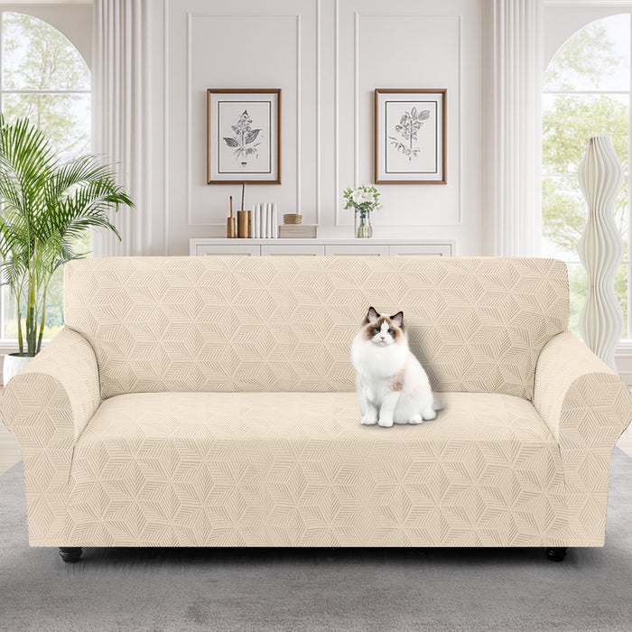 Ystyle Stretch 3 Seater Sofa Cover with Armrests Geometric Pattern Anti Slip-YSTYLE
