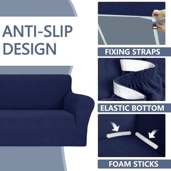 YSTYLE Stretch 4 Seater Sofa Cover with Armrests Anti-Slip Washable-YSTYLE