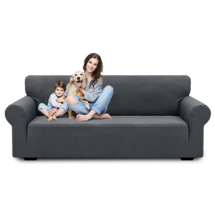 YSTYLE Stretch 4 Seater Sofa Cover with Armrests Geometric Jacquard Pattern-YSTYLE