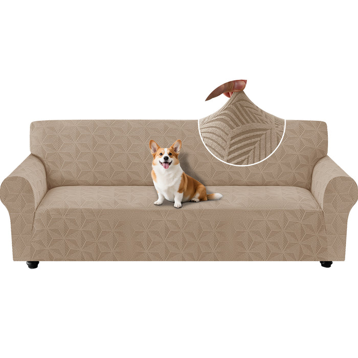 Ystyle Stretch 4 Seater Sofa Cover with Armrests Geometric Pattern Anti Slip-YSTYLE