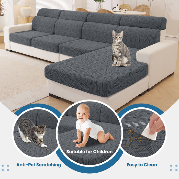 Ystyle Stretch Sofa Seat Cover 3-Seater L-Shaped Sofa Anti Slip Geometric-YSTYLE