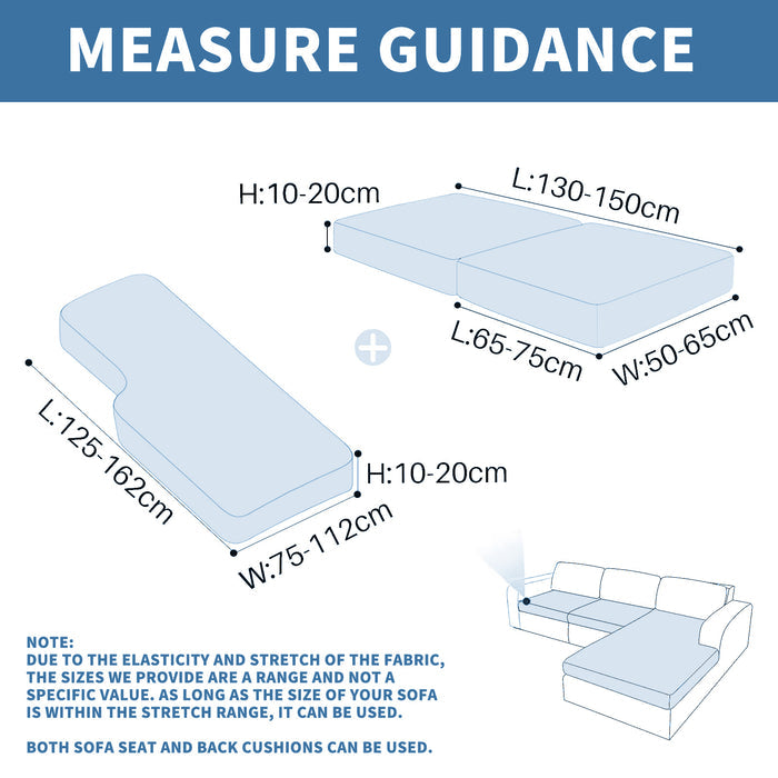 YSTYLE Stretch Sofa Seat Cushion 2-Seater L-Shaped Anti Slip