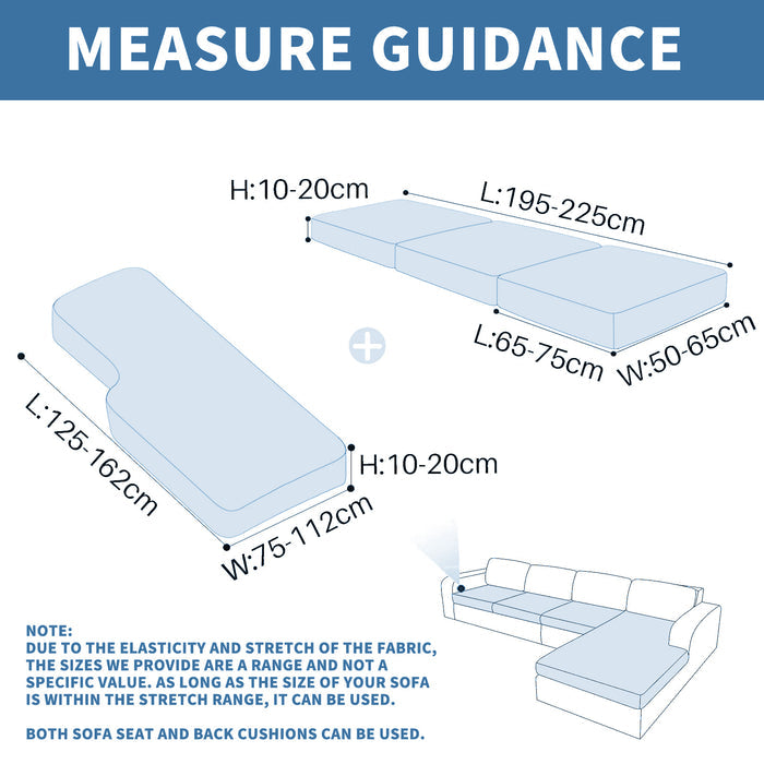 YSTYLE Stretch Sofa Seat Cushion 3-Seater L-Shaped Anti Slip