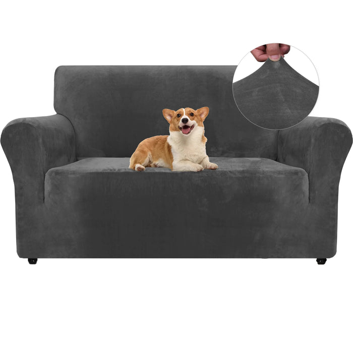 YSTYLE Velvet 2 Seater Sofa Cover with Armrests Stretch Anti Slip-YSTYLE