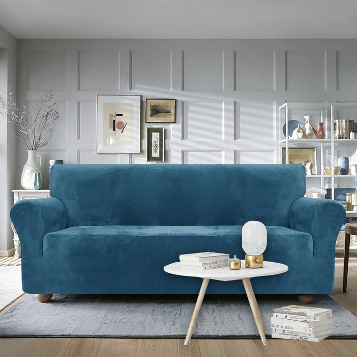 YSTYLE Velvet 3 Seater Sofa Cover with Armrests Stretch Anti Slip-YSTYLE