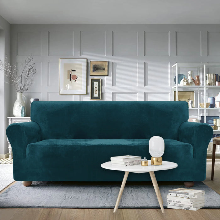 YSTYLE Velvet 4 Seater Sofa Cover with Armrests Stretch Anti Slip-YSTYLE