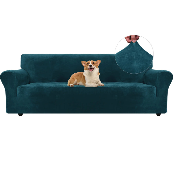 YSTYLE Velvet 4 Seater Sofa Cover with Armrests Stretch Anti Slip-YSTYLE