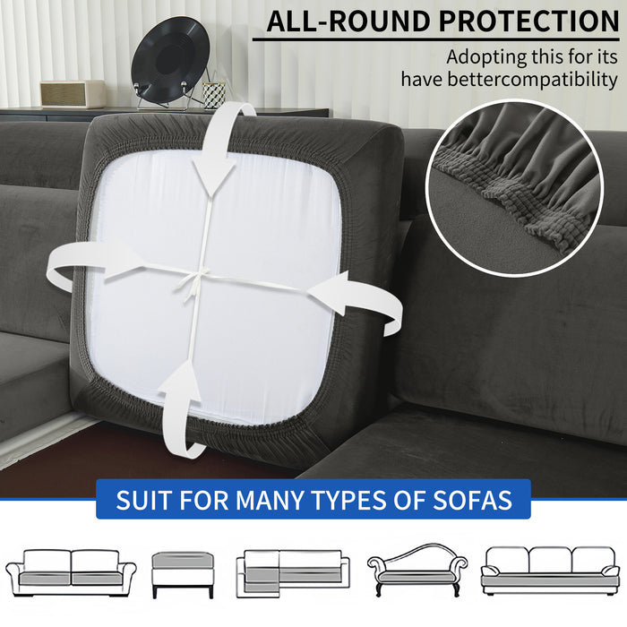YSTYLE Velvet Stretch Sofa Seat Cover 3 Seater Anti Slip-YSTYLE