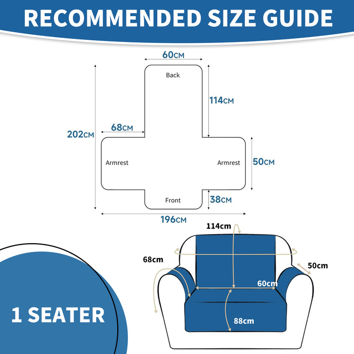 YSTYLE Waterproof 1 Seater Sofa Cover with Armrests Anti-Slip