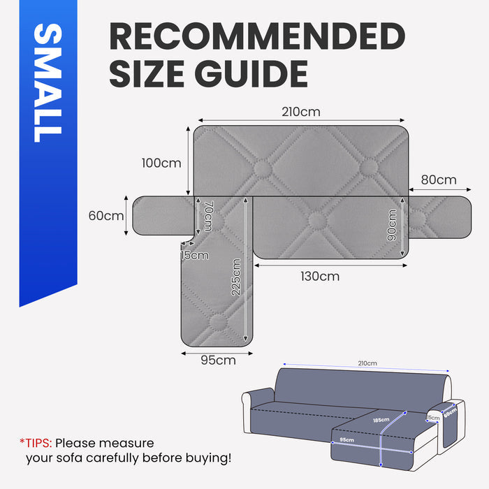 Ystyle Waterproof 2 Seater Corner Sofa Cover Reversible 210 cm-YSTYLE