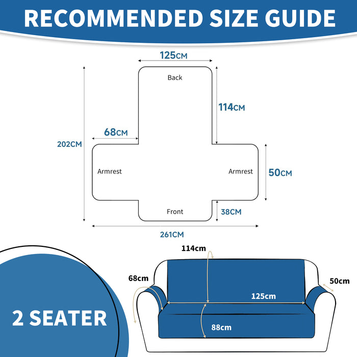 YSTYLE Waterproof 2 Seater Sofa Cover with Armrests Anti-Slip