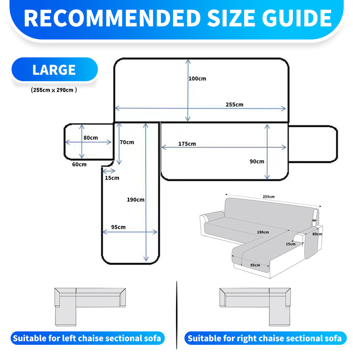 Ystyle Waterproof 3 Seater Corner Sofa Cover Reversible Anti Slip-YSTYLE