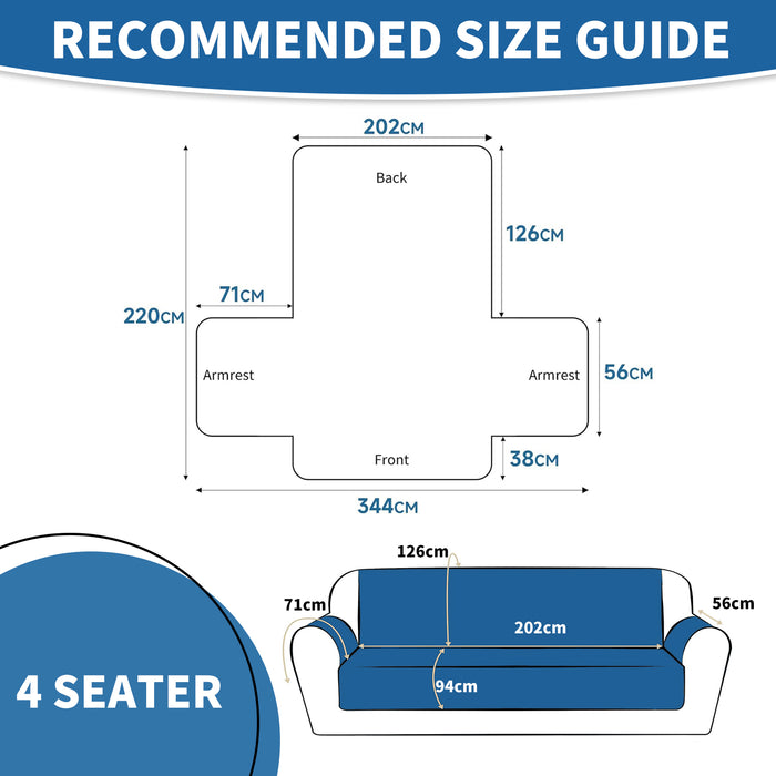 YSTYLE Waterproof 4 Seater Sofa Cover with Armrests Anti-Slip