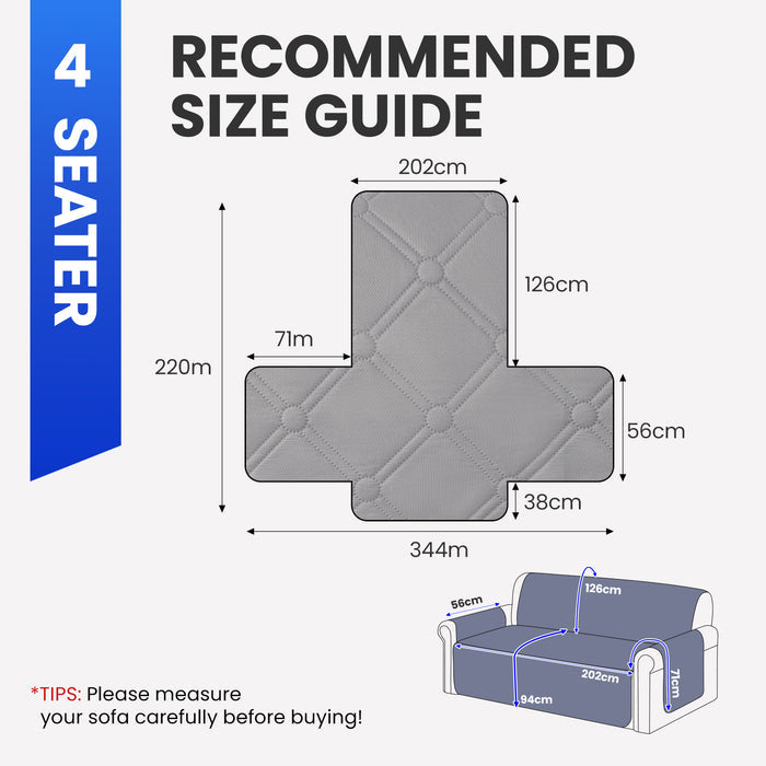 Ystyle Waterproof 4 Seater Sofa Cover with Armrests Side Pockets-YSTYLE