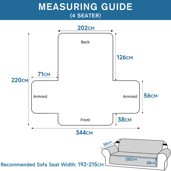 YSTYLE Waterproof 4 Seater Sofa Cover with Side Pockets Anti-Slip