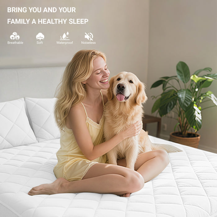 YSTYLE Waterproof Double Mattress Protector 140x200cm Quilted-YSTYLE