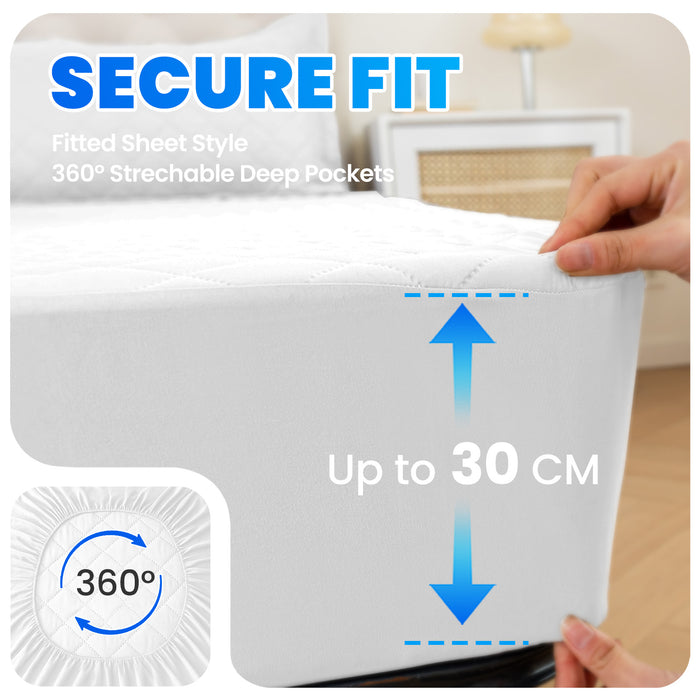 YSTYLE Waterproof Double Mattress Protector 140x200cm Anti Mite Breathable-YSTYLE