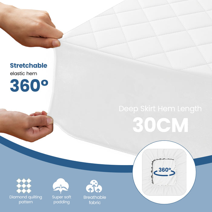 YSTYLE Waterproof Double Mattress Protector 140x200cm Quilted-YSTYLE