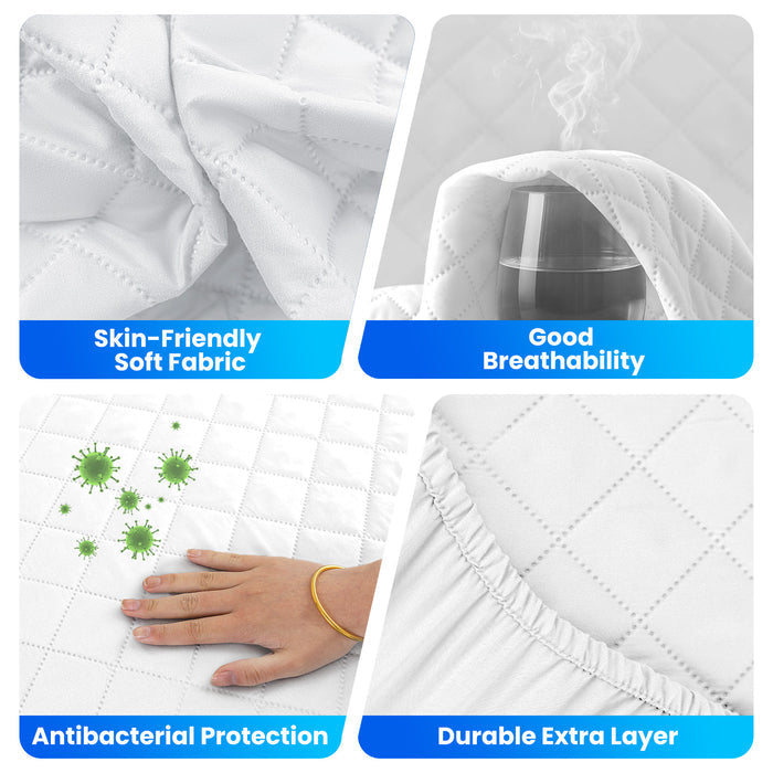 YSTYLE Waterproof Double Mattress Protector 140x200cm Anti Mite Breathable-YSTYLE