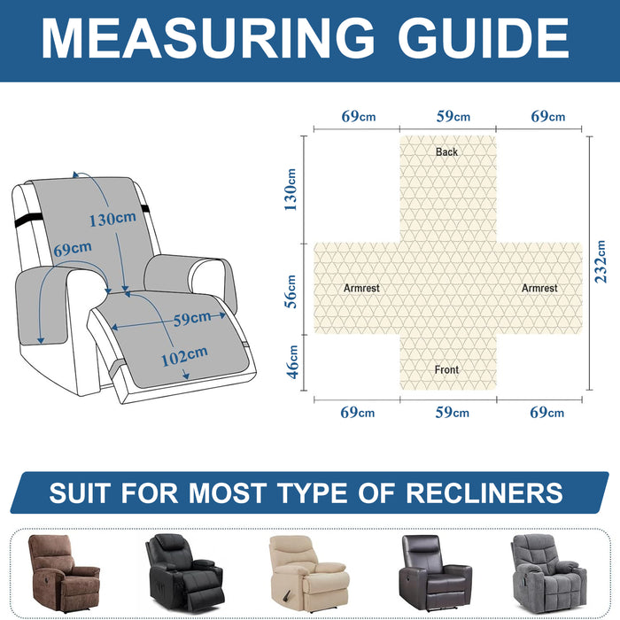 YSTYLE Waterproof Large Reclining Armchair Cover Non Slip Protection