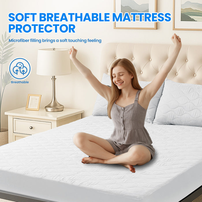 YSTYLE Waterproof Quilted Mattress Protector 140x200cm Breathable-YSTYLE