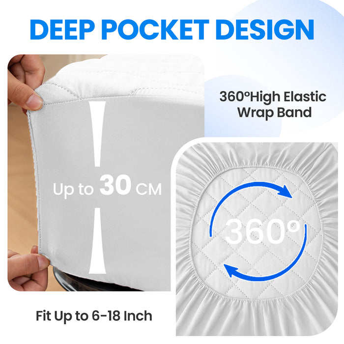YSTYLE Waterproof Quilted Mattress Protector 140x200cm Breathable-YSTYLE