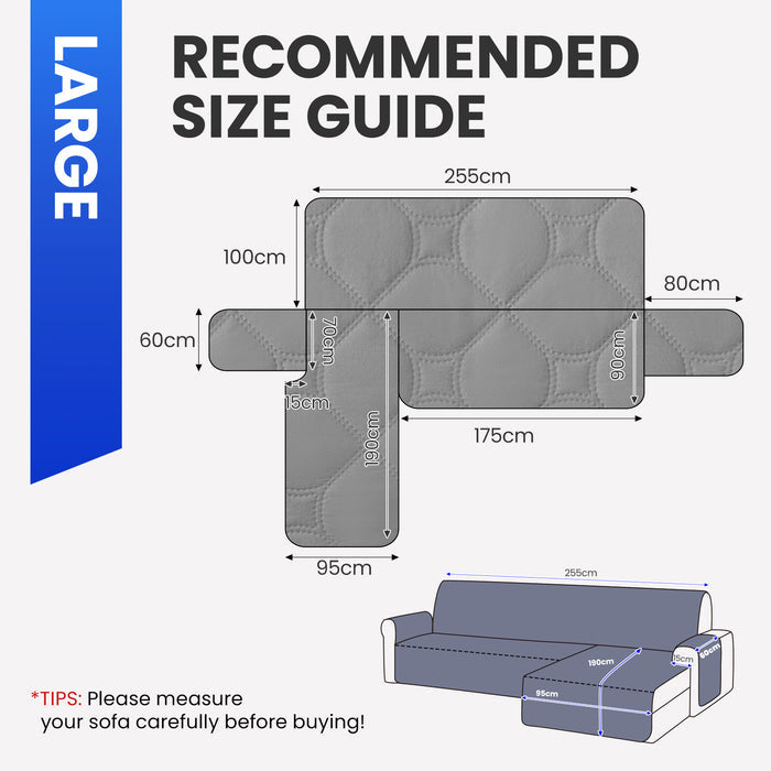 YSTYLE Waterproof Reversible Corner Sofa Cover L Shape 225cm