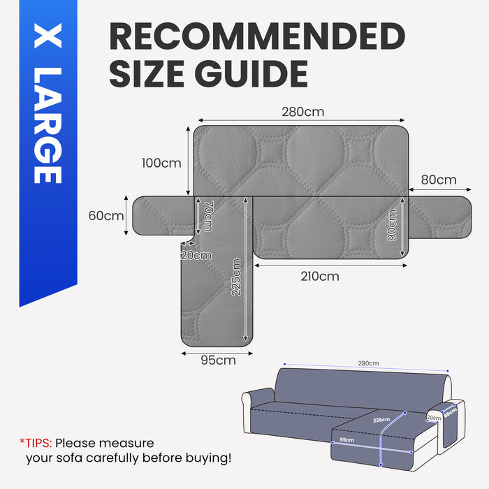 YSTYLE Waterproof Reversible Corner Sofa Cover L Shape 280cm